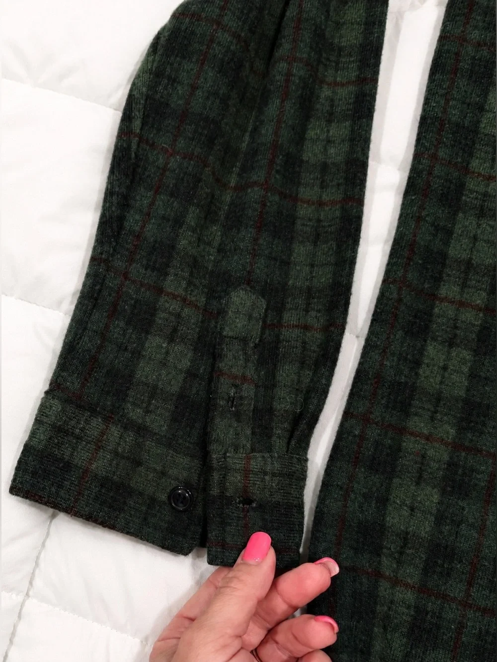 Eighty Eight Soft Plaid Button Down Shirt Stretch Cozy Flannel Green Size 18